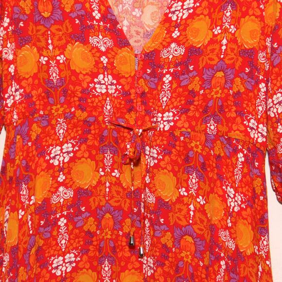 Abel the Label Floral Peasant Tiered Dress Size Small Front slit. - Picture 5 of 10